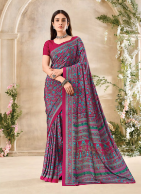 Saree Sari Luxury  Premium American Crape Georgette Design - 34201 A