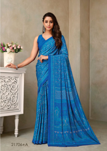 Saree Sari Luxury  Premium American Crape Georgette Design - 21706*A