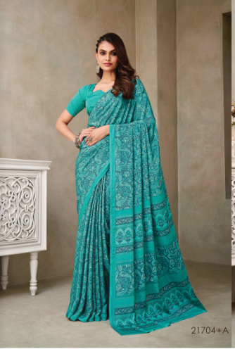 Saree Sari Luxury  Premium American Crape Georgette Design - 21704*A