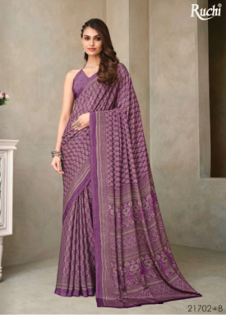 Saree Sari Luxury  Premium American Crape Georgette Design - 21702*B