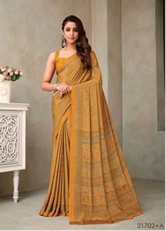 Saree Sari Luxury  Premium American Crape Georgette Design - 21702*A