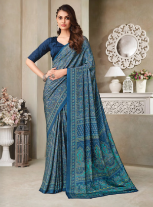 Saree Sari Luxury  Premium American Crape Georgette Design - 21701*B