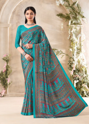 Saree Sari Luxury  Premium American Crape Georgette Design - 34203 B