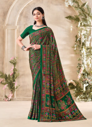 Saree Sari Luxury  Premium American Crape Georgette Design - 34202 D