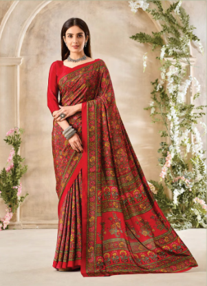 Saree Sari Luxury  Premium American Crape Georgette Design - 34202 C
