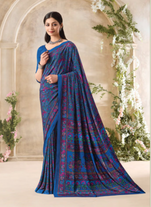 Saree Sari Luxury  Premium American Crape Georgette Design - 34202 B