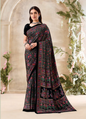 Saree Sari Luxury  Premium American Crape Georgette Design - 34202 A