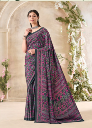 Saree Sari Luxury  Premium American Crape Georgette Design - 34201 D
