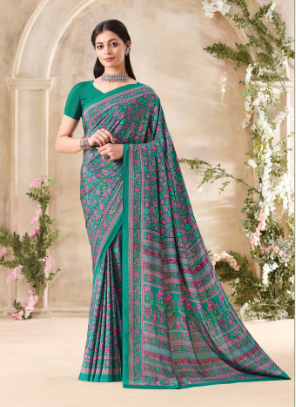 Saree Sari Luxury  Premium American Crape Georgette Design - 34201 B
