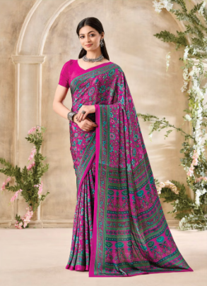 Saree Sari Luxury  Premium American Crape Georgette Design - 34201 D