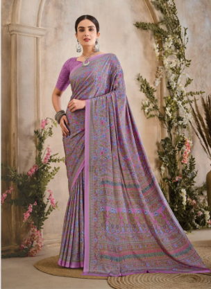Saree Sari Luxury  Premium American Crape Georgette Design - 34303 A