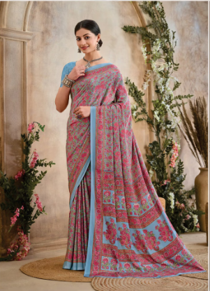 Saree Sari Luxury  Premium American Crape Georgette Design - 34302 D