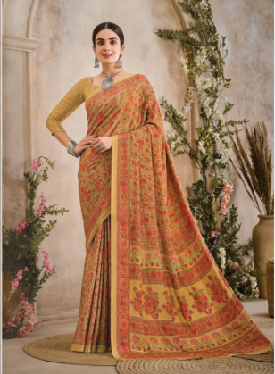 Saree Sari Luxury  Premium American Crape Georgette Design - 34302 C