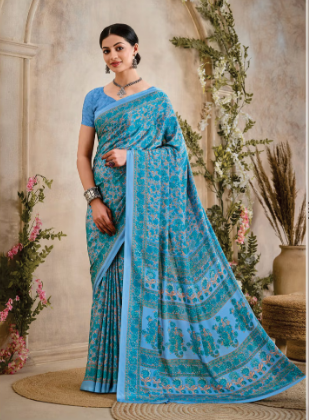 Saree Sari Luxury  Premium American Crape Georgette Design - 34302 B