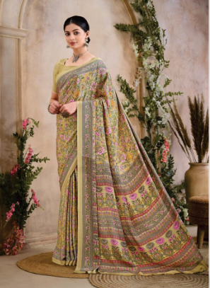 Saree Sari Luxury  Premium American Crape Georgette Design - 34301 D