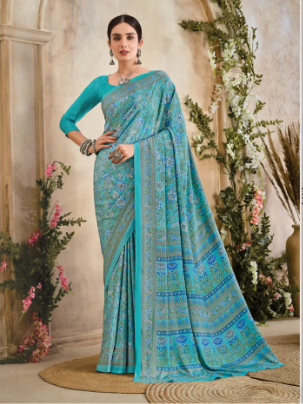 Saree Sari Luxury  Premium American Crape Georgette Design - 34301 C