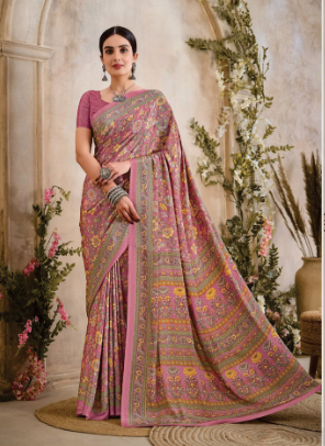 Saree Sari Luxury  Premium American Crape Georgette Design - 34301 B