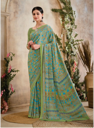 Saree Sari Luxury  Premium American Crape Georgette Design - 34303 B