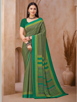 Saree Sari Luxury  Premium American Crape Georgette Design - 42402-A