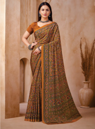 Saree Sari Luxury  Premium American Crape Georgette Design - 42401-B
