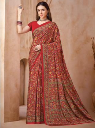 Saree Sari Luxury  Premium American Crape Georgette Design - 42401-A