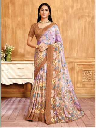 Saree Sari Luxury  Premium American Crape Georgette Design - 38201-D
