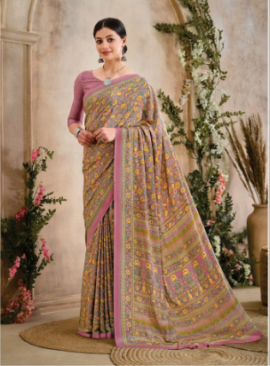 Saree Sari Luxury  Premium American Crape Georgette Design - 34303 D