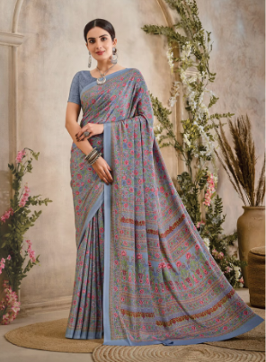 Saree Sari Luxury  Premium American Crape Georgette Design - 34303 C