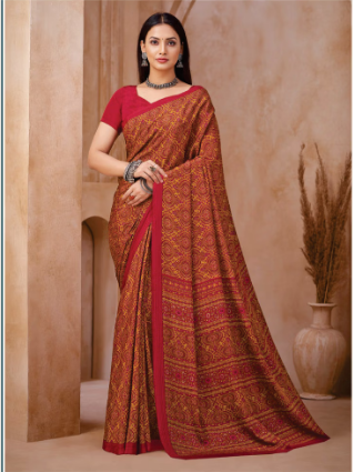 Saree Sari Luxury  Premium American Crape Georgette Design - 42405-D
