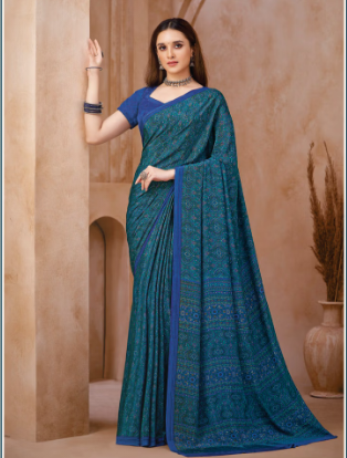 Saree Sari Luxury  Premium American Crape Georgette Design - 42405-C