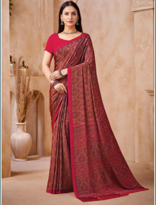 Saree Sari Luxury  Premium American Crape Georgette Design - 42405-B
