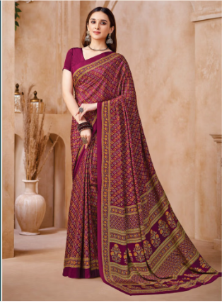 Saree Sari Luxury  Premium American Crape Georgette Design - 42403-B