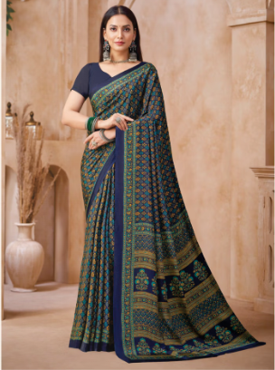 Saree Sari Luxury  Premium American Crape Georgette Design - 42403-A