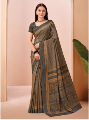 Saree Sari Luxury  Premium American Crape Georgette Design - 42501-B