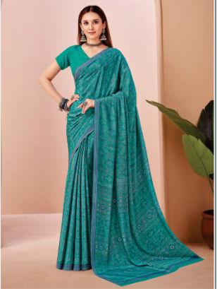 Saree Sari Luxury  Premium American Crape Georgette Design - 42505-A