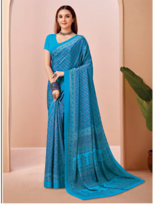 Saree Sari Luxury  Premium American Crape Georgette Design - 42504-A
