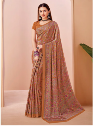 Saree Sari Luxury  Premium American Crape Georgette Design - 42503-A