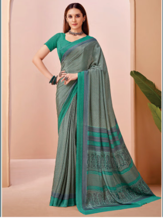 Saree Sari Luxury  Premium American Crape Georgette Design - 42501-C