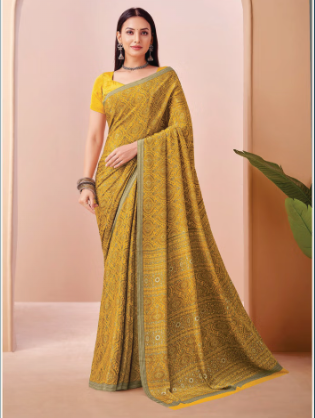 Saree Sari Luxury  Premium American Crape Georgette Design - 42505-B