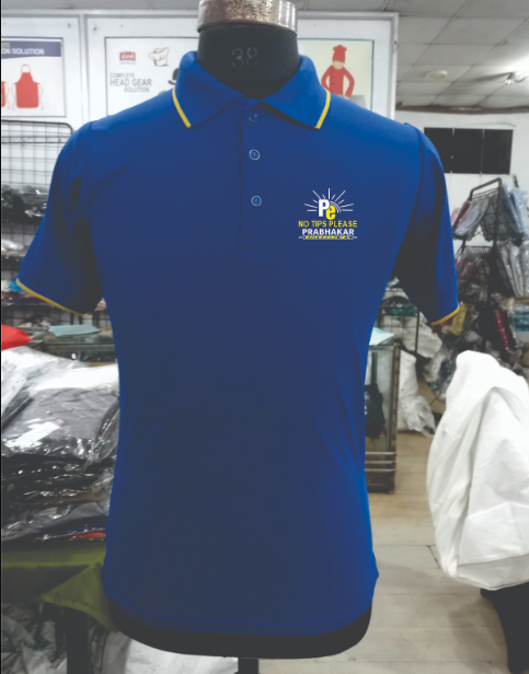 T-SHIRT SAP MATTY BLUE WITH GOLDEN TIPPING STYLE NO SMTS-04 PRICE RS 195 Per Piece