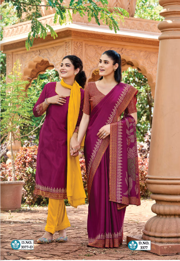 SAREE & UNSTITCHED SALWAR SUIT STYLE NO. 3377 / 3377-D PRICE RS 575