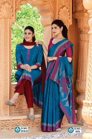 SAREE & UNSTITCHED SALWAR SUIT STYLE NO. 3378 / 3378-D PRICE RS 575