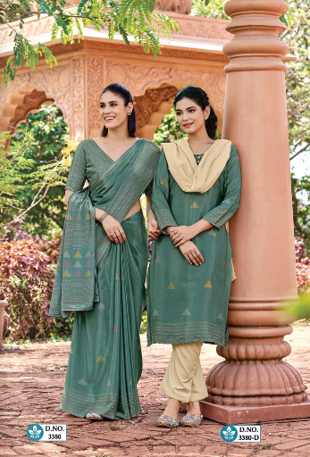 SAREE & UNSTITCHED SALWAR SUIT STYLE NO. 3380 / 3380-D PRICE RS 575