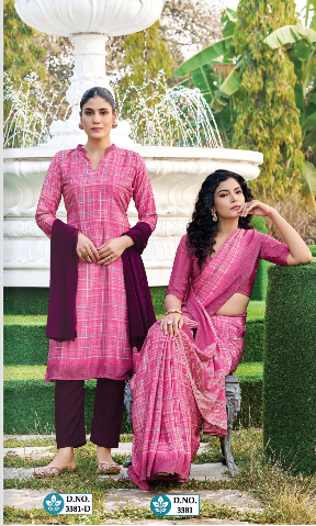 SAREE & UNSTITCHED SALWAR SUIT STYLE NO. 3381 / 3381-D PRICE RS 575