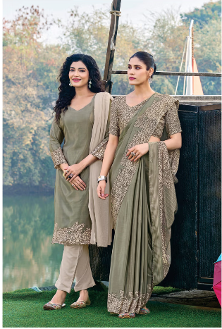 SAREE & UNSTITCHED SALWAR SUIT STYLE NO. 3385/ 3385-D PRICE RS 575