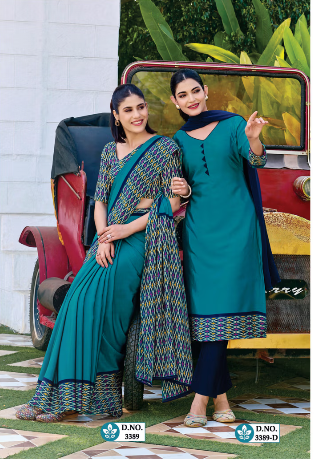 SAREE & UNSTITCHED SALWAR SUIT STYLE NO. 3389/ 3389-D PRICE RS 575