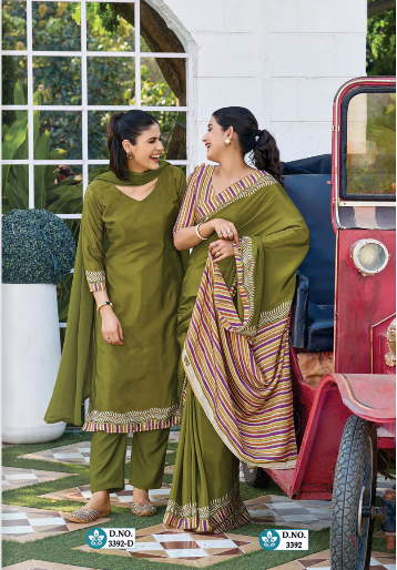 SAREE & UNSTITCHED SALWAR SUIT STYLE NO. 3392/ 3392-D PRICE RS 575