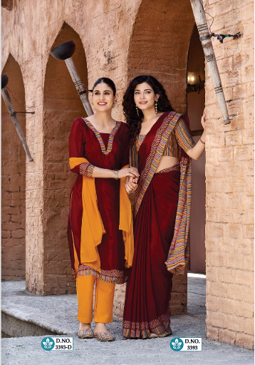 SAREE & UNSTITCHED SALWAR SUIT STYLE NO. 3393/ 3393-D PRICE RS 575