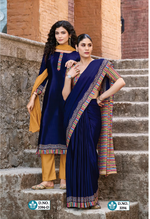 SAREE & UNSTITCHED SALWAR SUIT STYLE NO. 3394/ 3394-D PRICE RS 575