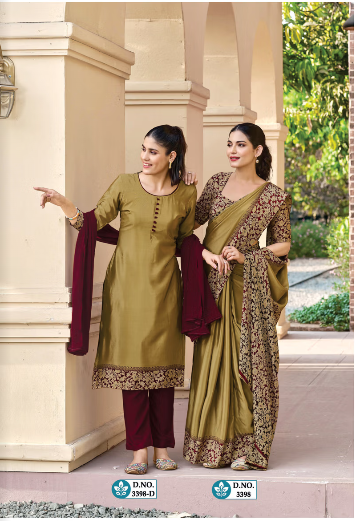 SAREE & UNSTITCHED SALWAR SUIT STYLE NO. 3398/ 3398-D PRICE RS 575